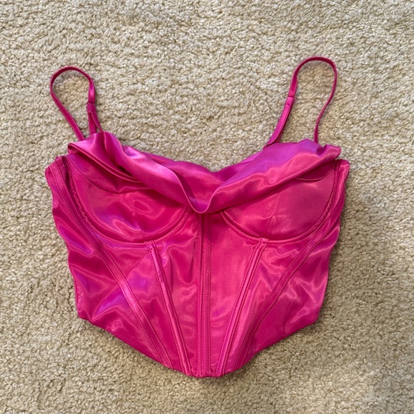 SHEIN Tops - SHEIN Pink Satin Crop Top
